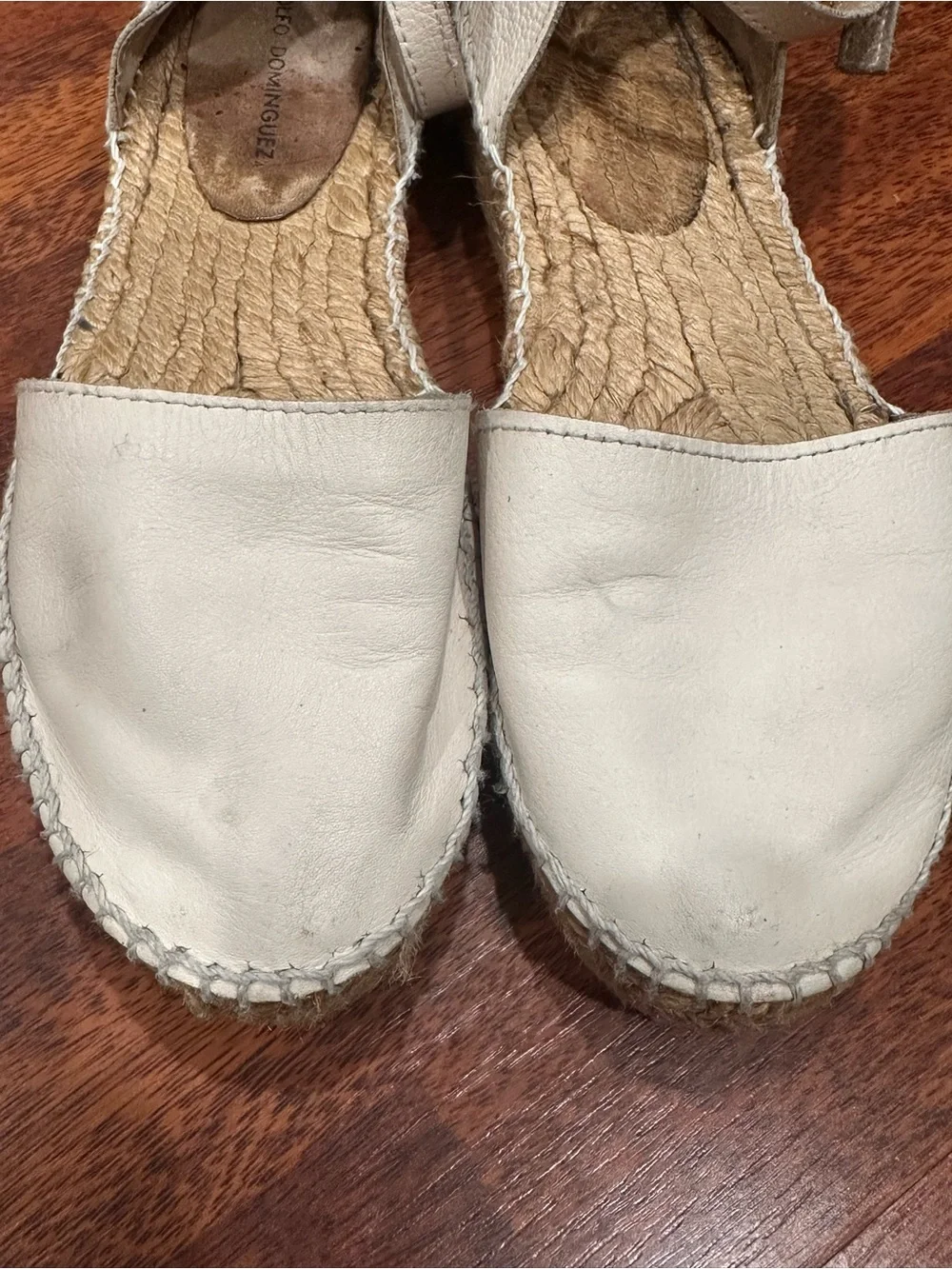 Adolfo Dominguez cream leather ankle strap Espadrille Flat Sandals. 7.5. Boho